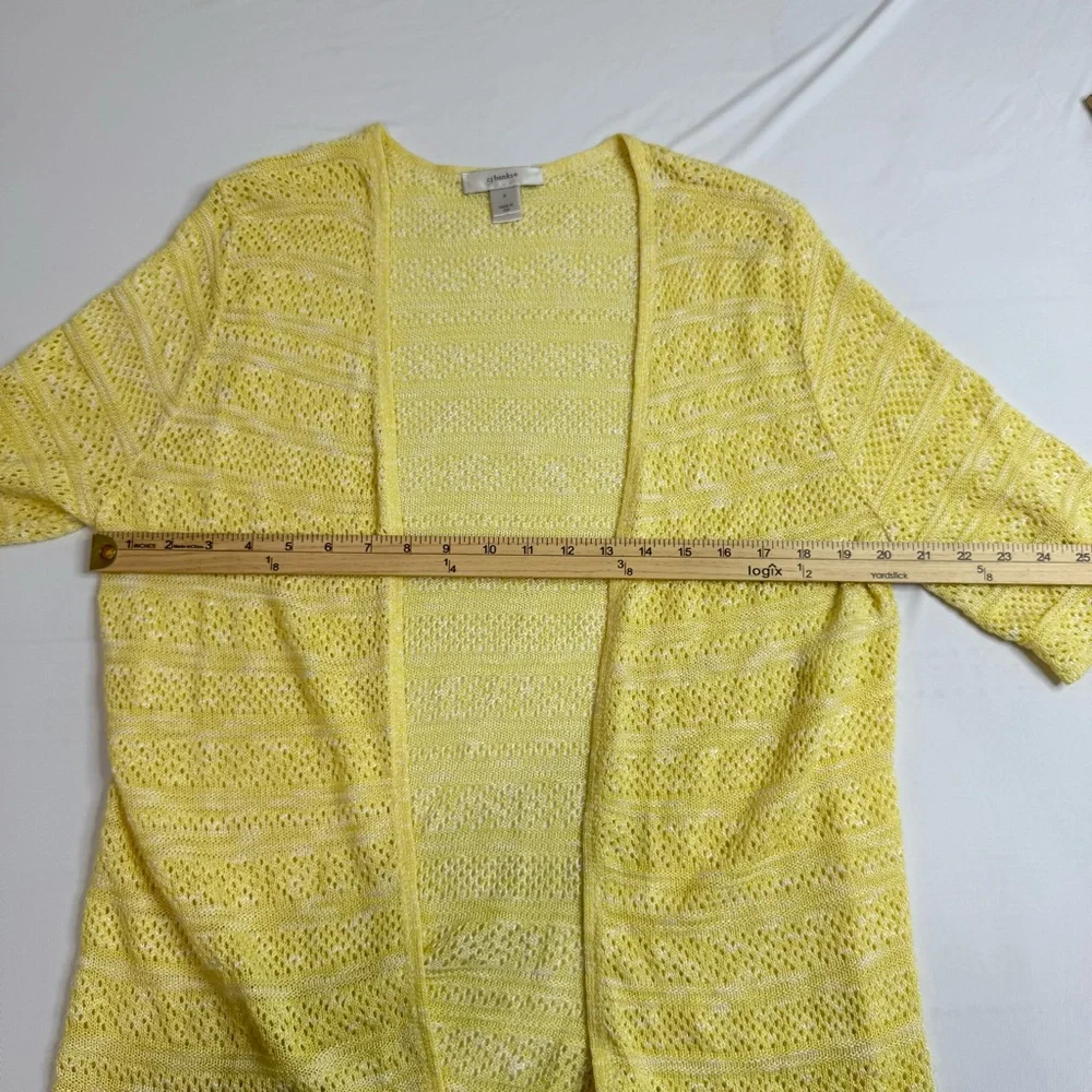 CJ BANKS butter Yellow Open Knit Cardigan‎ Petite X size coastal spring short